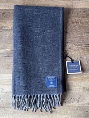 Faribault Unisex Embellished Ashby Twill Ink Rolled Fringed 16x72 Scarf
